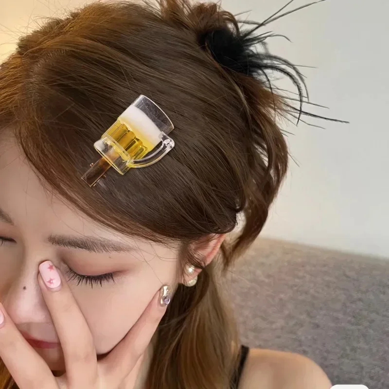 Beer Hair Clips Women Girls Creative Funny Side Bangs Hairpins Daily Shopping Hair Clips Simple Hair Accessories Fashion Gifts