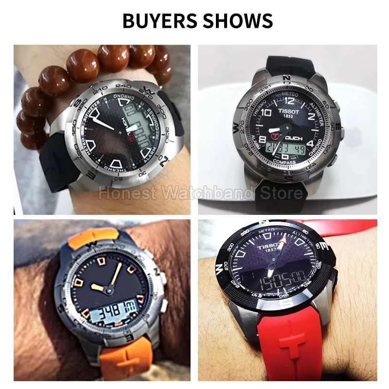 20 مللي متر 21 مللي متر قسط جودة مقاوم للماء Sweatproof حزام ساعة سيليكون ل تيسو T-Touch T091 T121 T047 سوار برتقالي أحمر أزرق