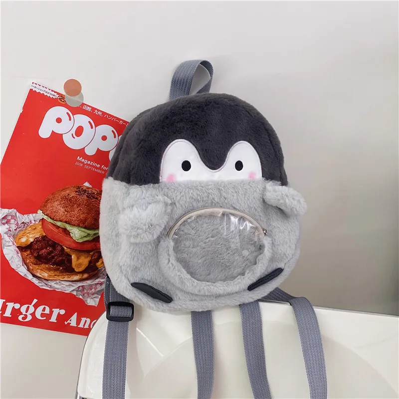 Pinguim dos desenhos animados goth harajuku mochila feminina bonito jk menina ita saco de boneca saco de dor figura de ação de pelúcia mini pequeno saco escolar