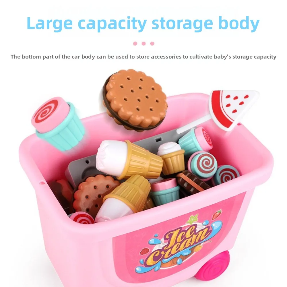 24 pièces magasin chariot crème glacée bonbons chariot jouet pushable bricolage enfants semblant jouer jouets amovible chariot de rangement