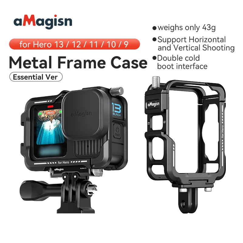 For GoPro13/12/11/10/9 Aluminum Alloy Metal Rabbit Case Frame Horizontal and Vertical Quick Release Protection Camera Accessory