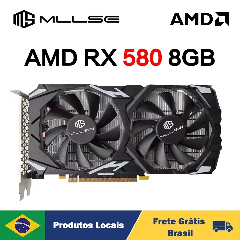 MLLSE Graphics Card AMD RX 580 8GB Placa De Video Gaming GDDR5 256Bit 6Pin PCI-E 3.0 ×16 Radeon GPU Computer Game Placa De Video