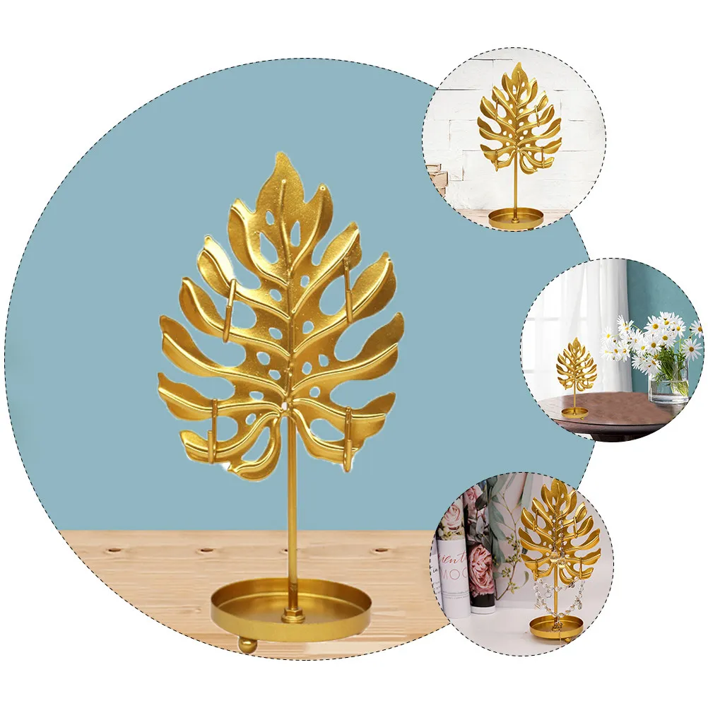 

Набор из 2 подставок для украшений в форме листа, металлические, для ожерелий, браслетов, серег, органайзер, декор для дома, подарок, современный, элегантный, настольный