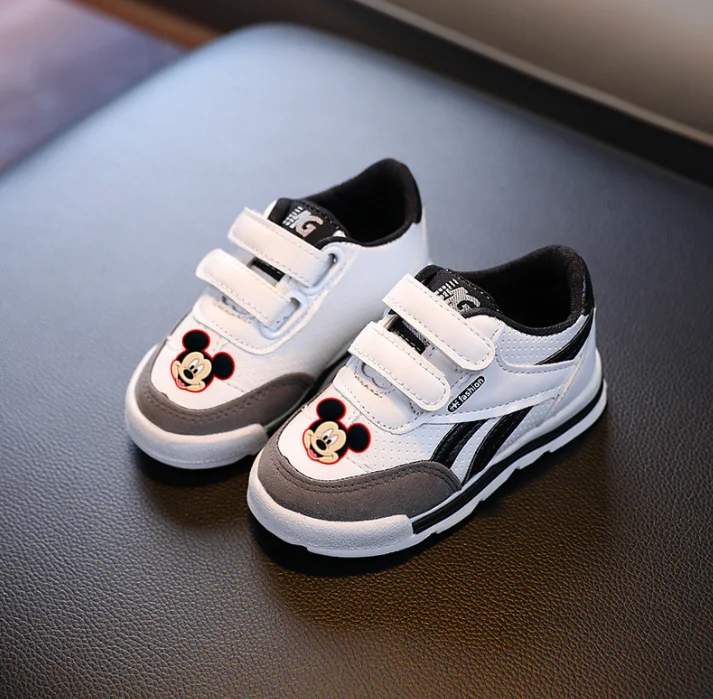 Disney White Casual Shoes For Baby Boy Girl Brand Children Sneaker Mickey Mouse Kids Sports Shoes Toddler Walking Shoes