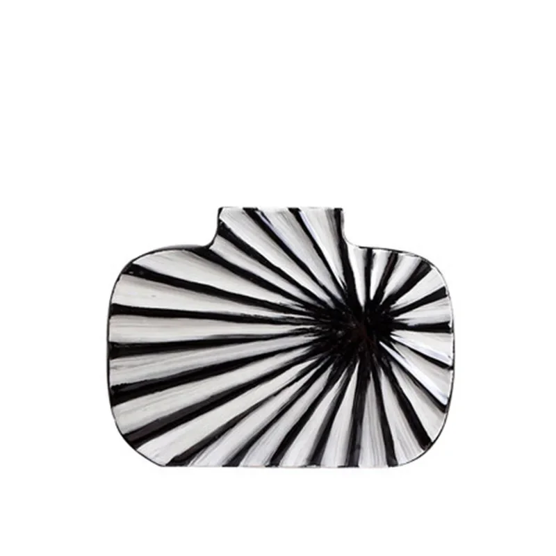 Black and white striped dry vase model room living room home decoration art flower ornament
