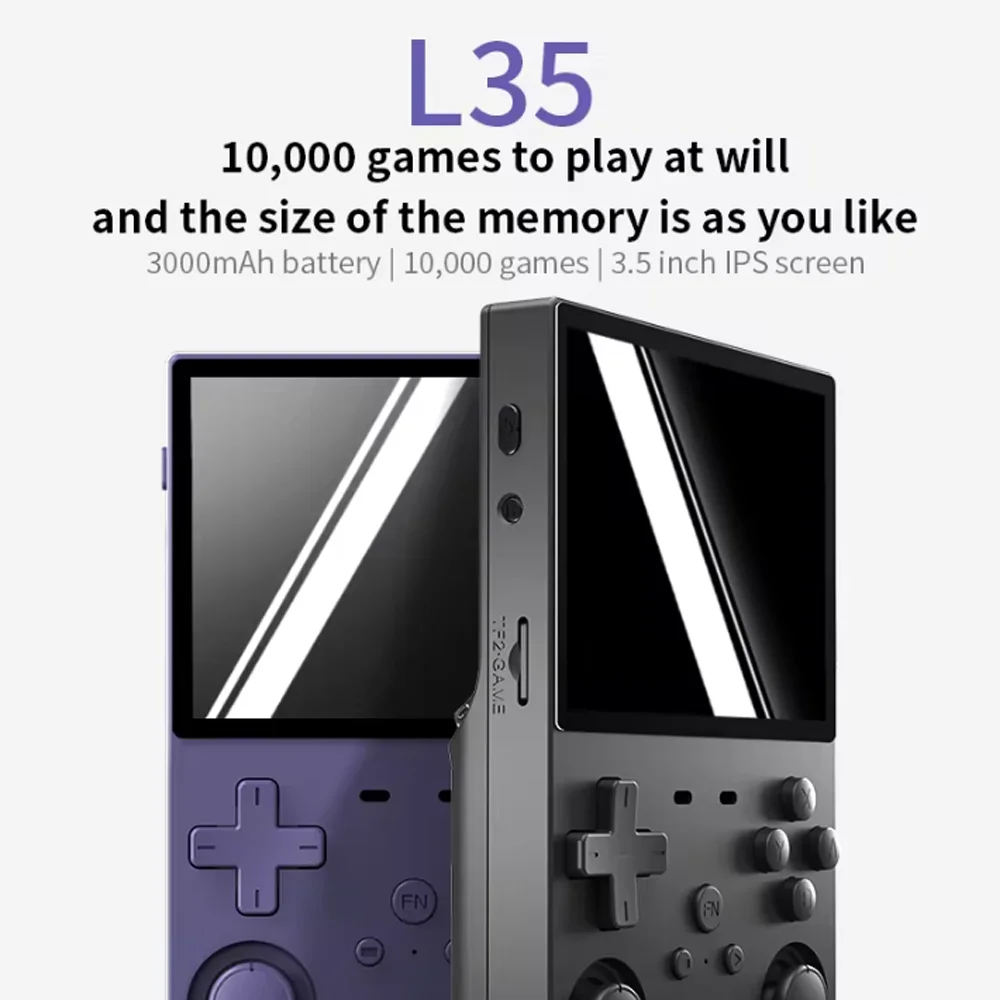 وحدة تحكم ألعاب Reebolnic L35 مقاس 3.5 بوصة RK3326 EmuELEC ARKOS System 10,000+Games SImualtors PSP PS1 Retro Vdieo وحدة تحكم ألعاب هدية للأولاد