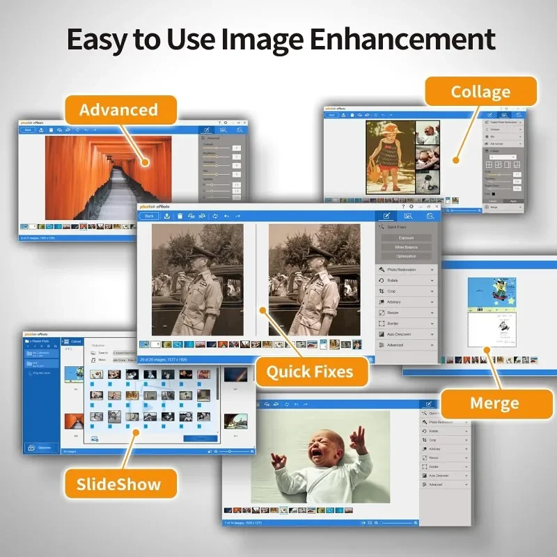 USA. Pemindai foto efoto Z300, pemindaian foto 4x6 inci dalam 2 detik, crop dan deskew otomatis dengan Sensor CCD, mendukung Mac dan PC