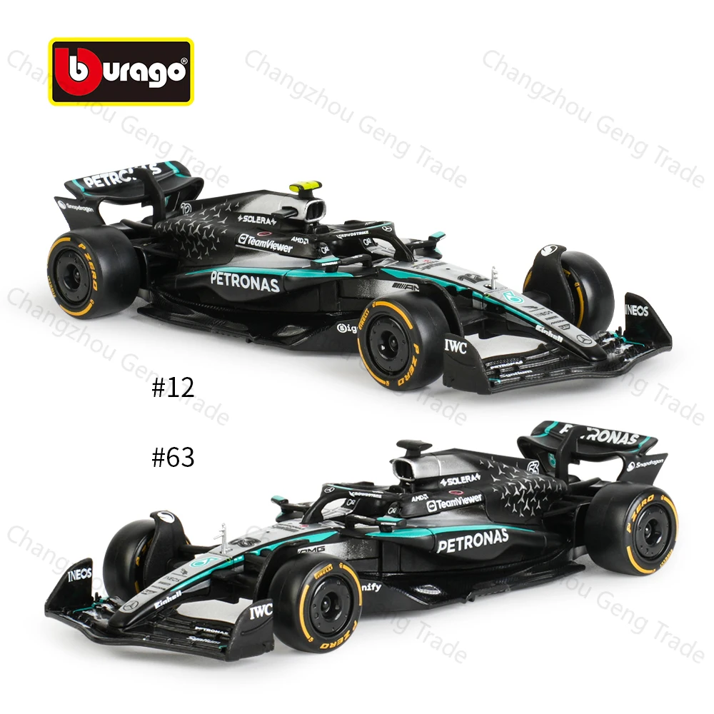 Bburago 1:43 Mercedes-AMG 2025 W16 E الأداء # 63 # 12 F1 Formula Car Die Cast Vehicles ألعاب سباق نموذجية قابلة للجمع #3