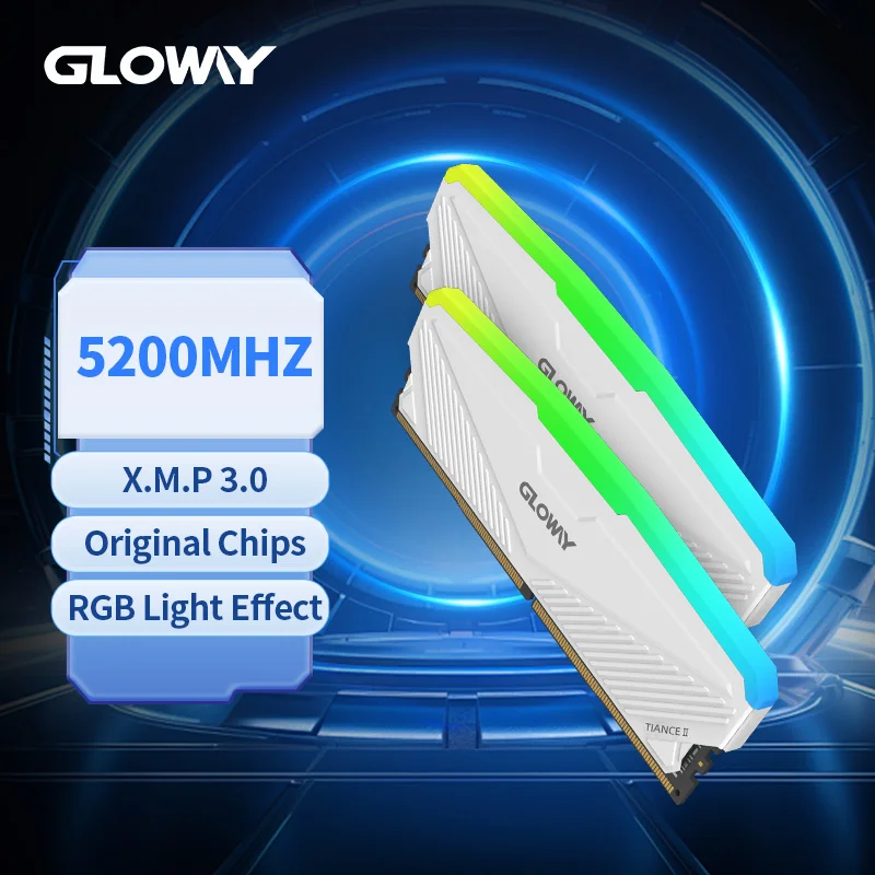 Gloway DDR5 Memoria Ram 16 ГБ 32 ГБ 5200 МГц Настольные компьютеры Ram DDR5 RGB 16 ГБx2 шт. комплект UDIMM двухканальная компьютерная память для ПК геймера