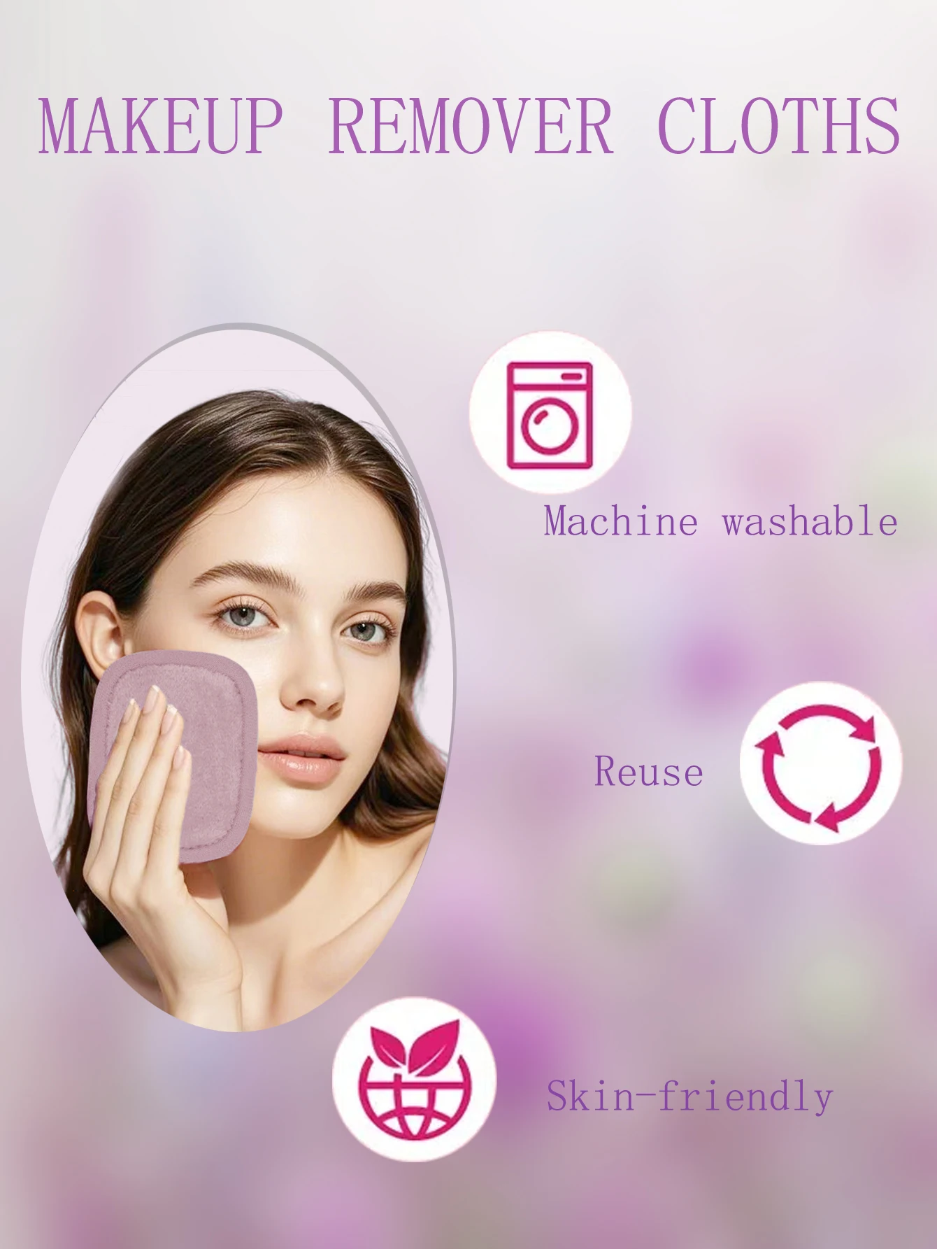 810 Toalhetes Desmaquilhantes Gradiente 7Pcs, Lavável à Máquina, Ferramentas Desmaquillantes Reutilizáveis para Todos os Tipos de Pele