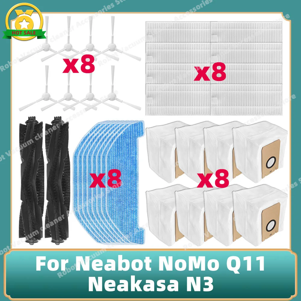 Piezas de repuesto para Neabot Q11 / Neakasa N3, cepillo lateral rodante principal, bolsa para polvo, paño de mopa, trapo, accesorios de filtro Hepa