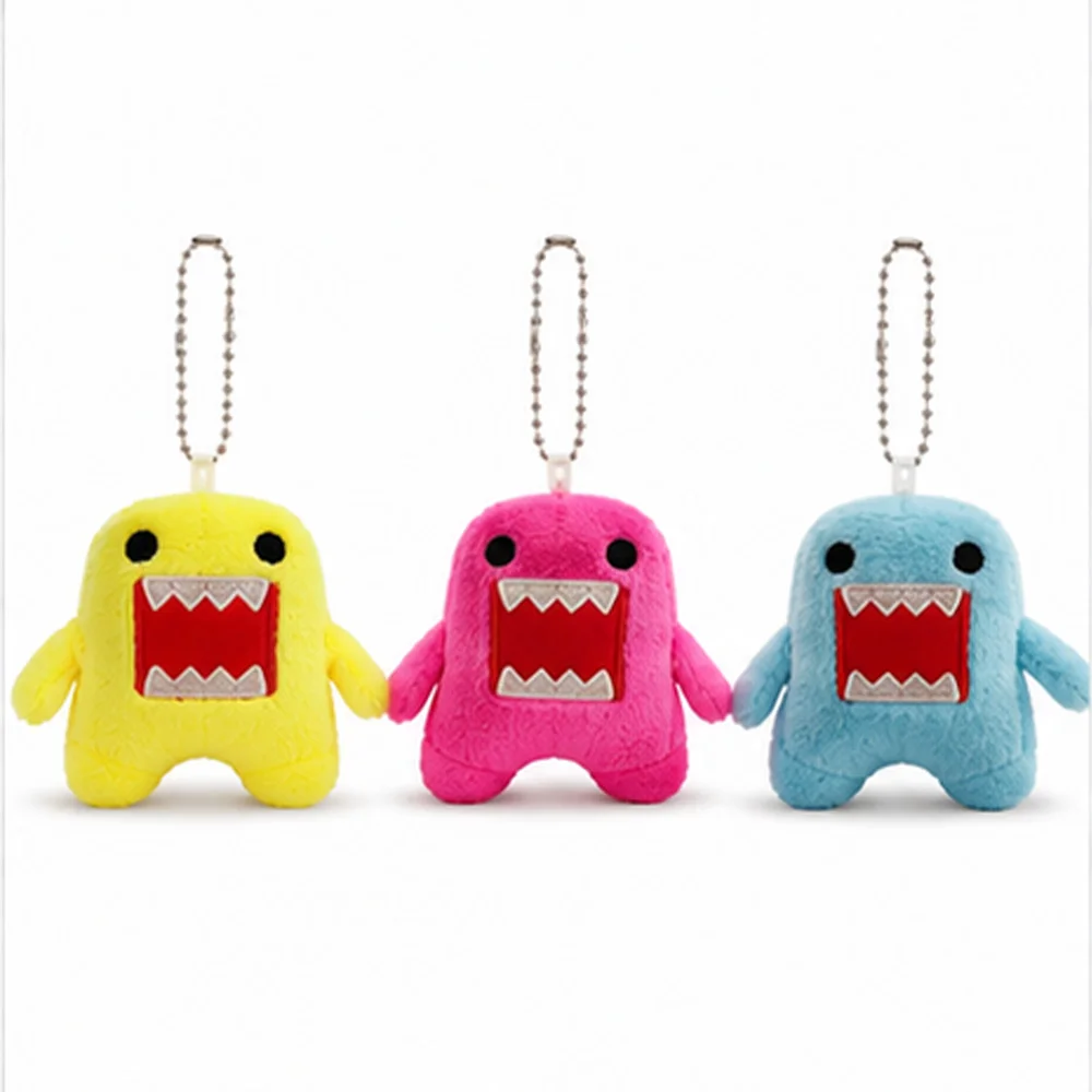 Super Cute 9cm Domo Kun Plush Keychain Red Yellow Blue 3 Colors Cute Bag Pendant