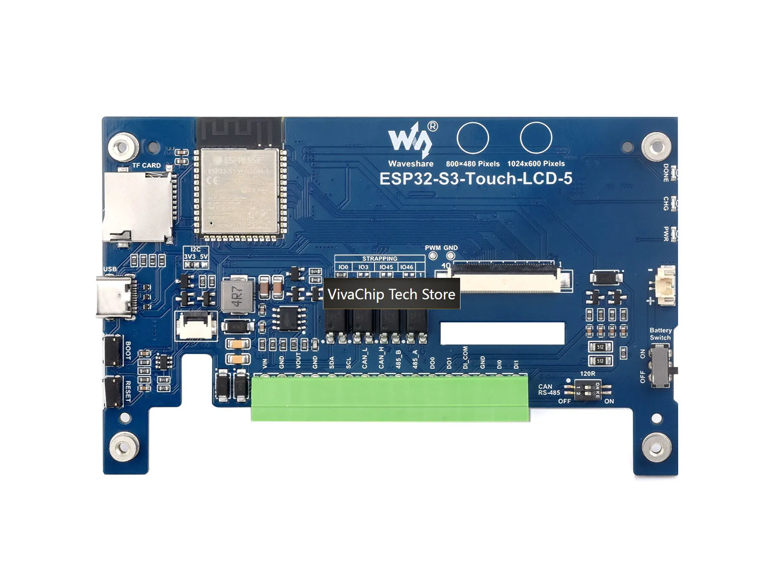 VivaCTWaveshare ESP32-S3 5inch Capacitive Touch Display Development Board, 5-Point, 32-Bit LX7 Dual-Core Processor, Supports WiF