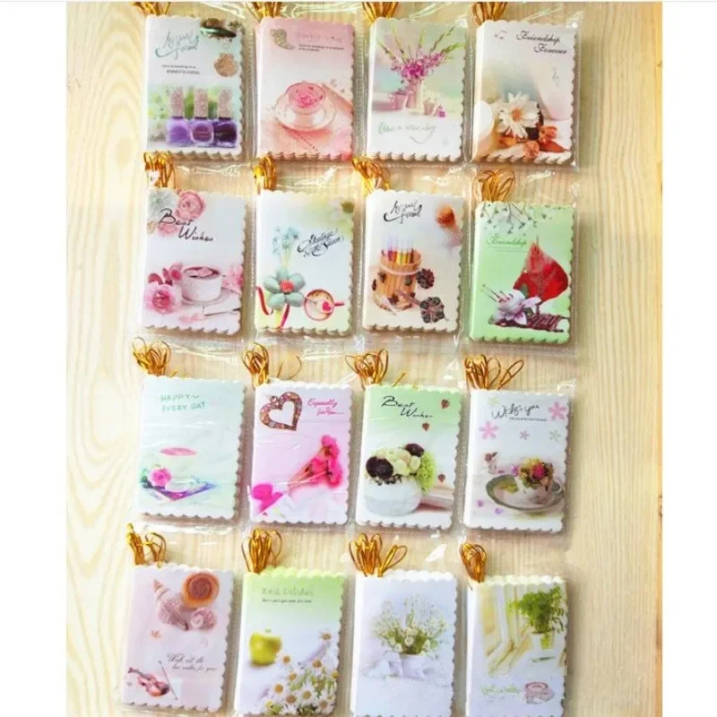 10Pcs Mini Folding card Single Stamp Decoration best wishes Blank Greeting Mini Card Wedding Birthday Flowers DIY 6*9cm