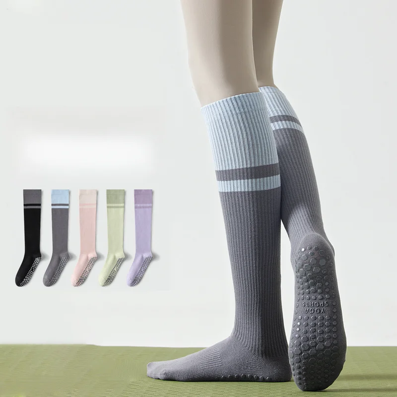 2pairs Women Sports Socks Autumn Winter Silicone Non Slip Compression Socks for Skipping Rope Yoga Fitness Workout