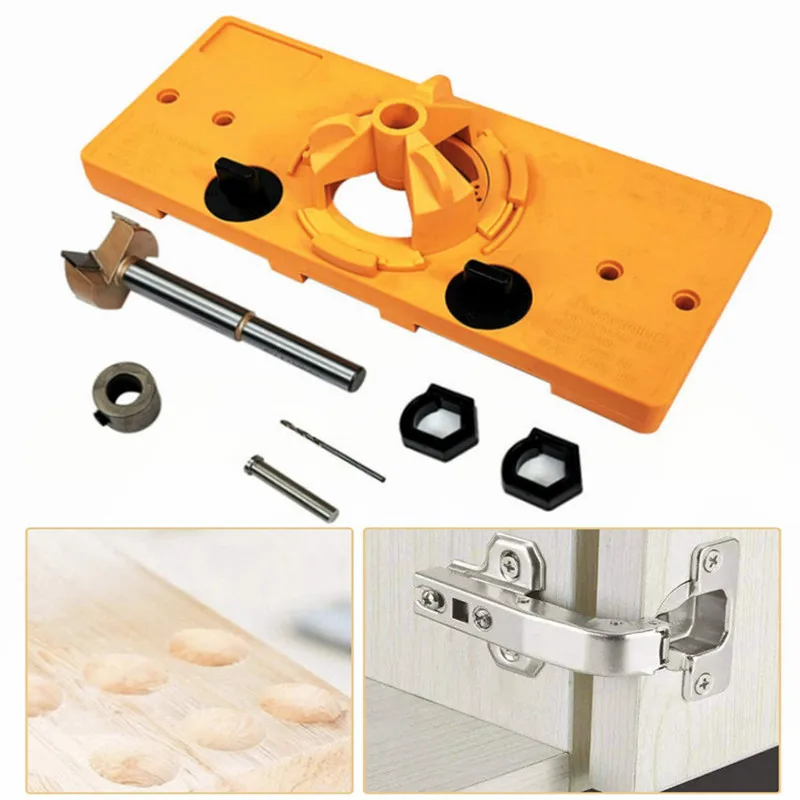 

35mm Multifunctional Concealed Hinge Drilling Jig Kit Cabinet Home Hand Woodworking Tools for Cupboard Door Hinges Installation