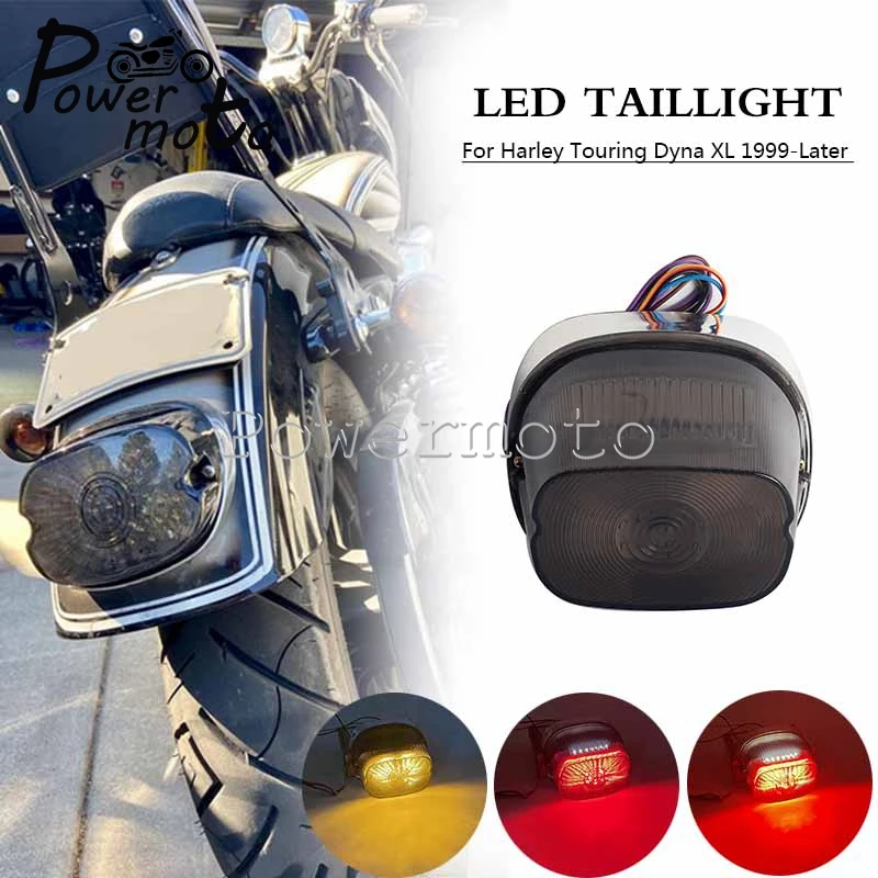 Motorcycle LED Tail Light Brake License Plate Lamp For Harley Touring Dyna XL FXST FXSTS FXSTB FXSTC FLST F FLSTSB FLSTC 1999-Up