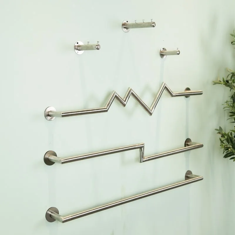 Clothing Store Coat Racks Stainless Steel Wall Mounted Garment Organizer Creative Clothes Hanging System Kid's Wear Display Rack