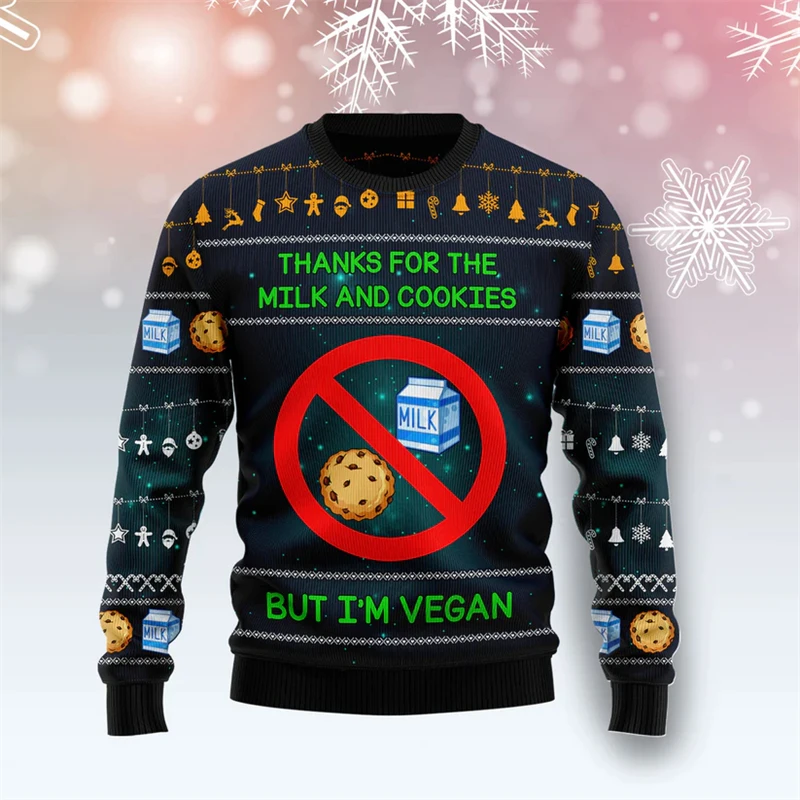 New In Vegans Ugly Christmas Sweater Fashion Funny Holiday Xmas 3D Printed Men Women Sweatshirt Trend Streetwear Pullovers Tops