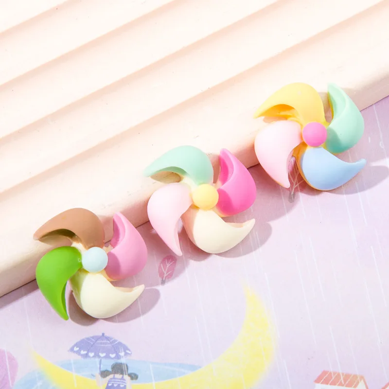 

100PCS Kawaii Cartoon Colored Windmill Flatback Resin Cabochon Fit Phone Deco Part DIY Scrapbooking Hair Accessories