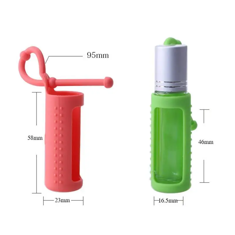 6pcs 10ML Roller Bottle Holder Essential Oil Carrying Case Refillable Bottle Sleeve Silicone Protective Cover Not Include Bottle