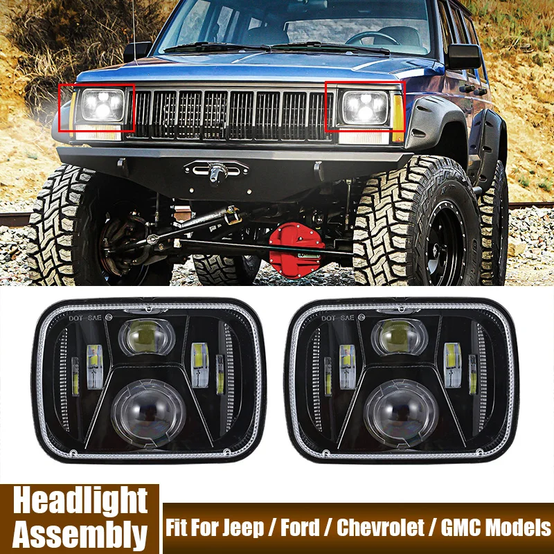 

2Pcs/Set 5x7inch LED Headlights IP67 Waterproof New Chips Headlight Assembly 110W Fit For Jeep / Ford / Chevrolet / GMC Models