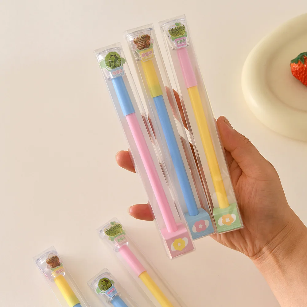 Creatieve Plantpen Zwart Unisex Pen DIY Mini Pot Plant Lange Gras Pen Desktop Ornamenten Kinderen Stress Briefpapier Pen