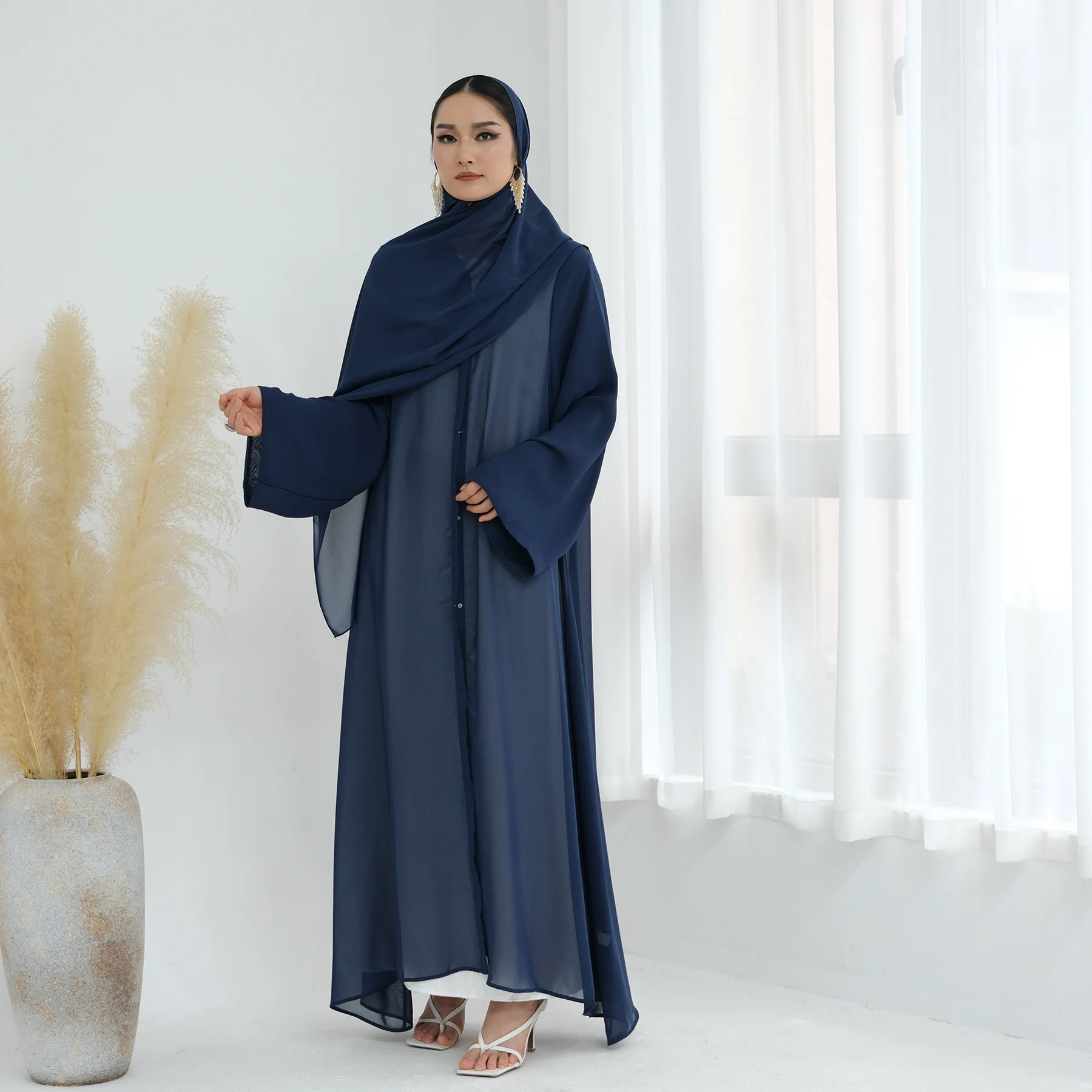 

Комплект для женщин: Открытая абайя, шарф, мусульманский наряд, дубайский кафтан, кимоно, кардиган, исламская джалабия, турецкая кебая, праздничное платье, абайи-платья