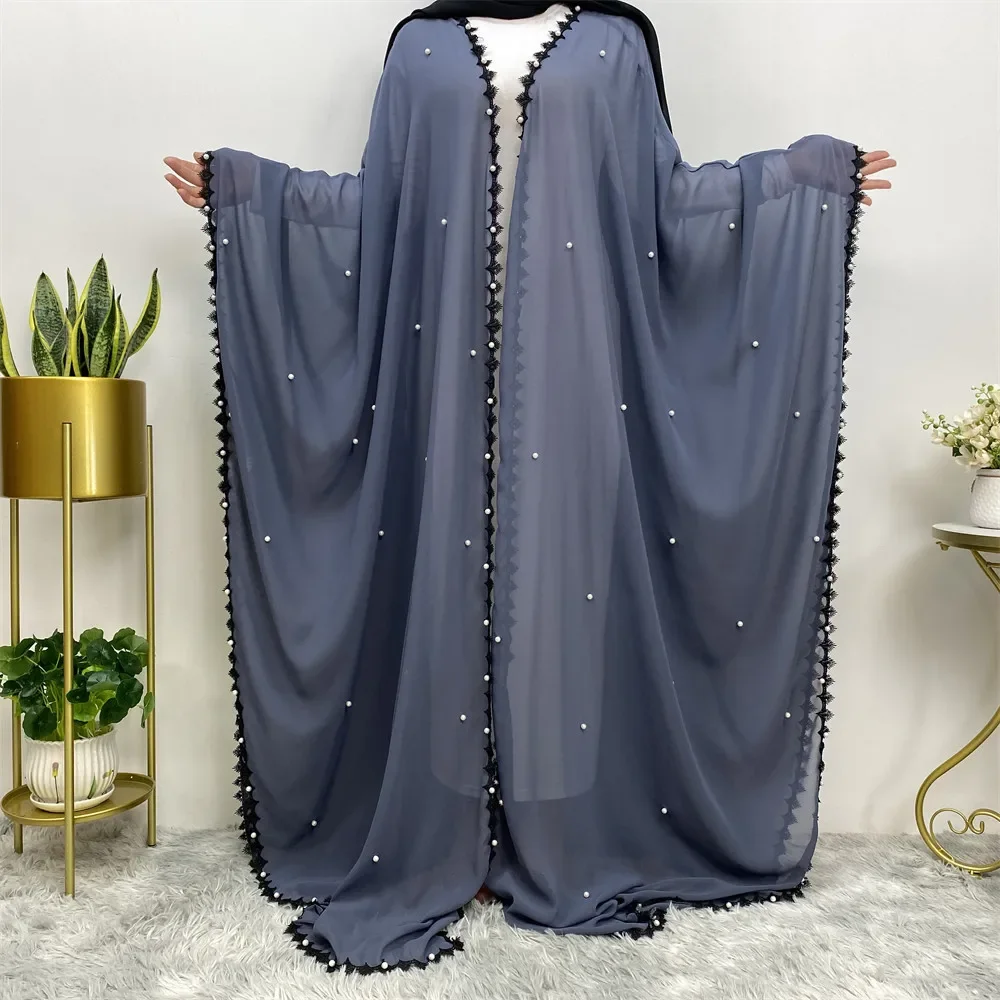 

Beaded Loose Muslim Dress Lace-up Long Sleeve Cardigan Abayas Women Long Open Robes Turkey Dubai Abaya Vestido Longo Feminino