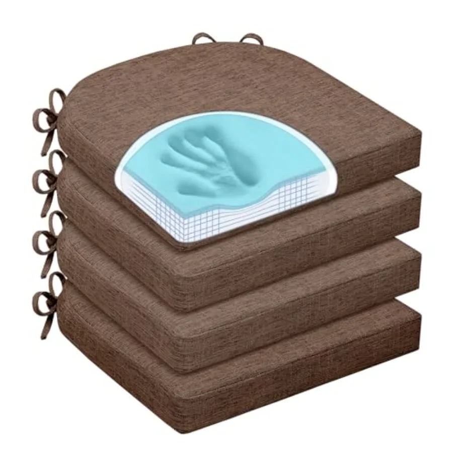 

Chair Cushions for Dining Chairs, Non Slip Chair Pads with Ties and Washable Covers, Memory Foam Kitchen Chair Cushions Set of