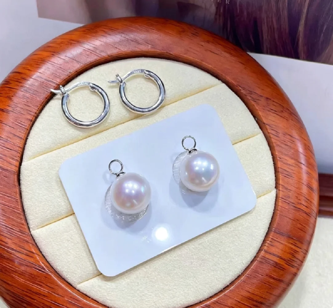 Natural Akoya Pearl Two Wear Earrings Earrings S925 Pure Silver Ear Buckle AAAA 10-11mm
