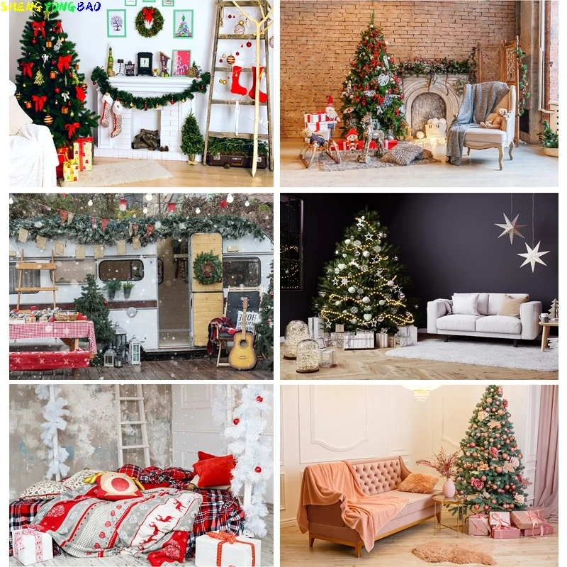 

Christmas Theme Photography Background Indoor Christmas Tree Baby Portrait Backdrops For Photo Studio Props 21905 STL-02