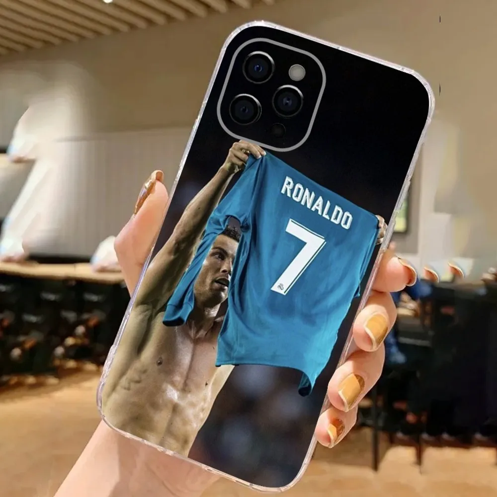R-Ronaldo Cool CR7 футбольный чехол для телефона для iPhone 16,15,14,13,12,11 Plus, Pro, Max, XR, XS, X, 7,8 SE, мини-прозрачный силиконовый мягкий чехол