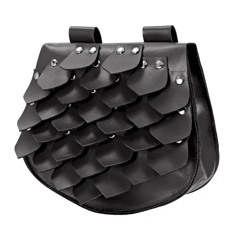 

DAZCOS Medieval Renaissance LARP Viking Dragon Scale Belt Bag Faux Leather Scale Waist Bag LARP Costume Accessory for Men Women
