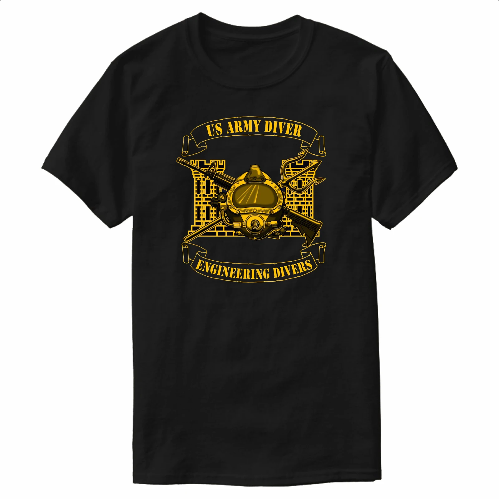 Camiseta de buzo del Ejército de EE. UU. Para hombre, camisa informal de manga corta con cuello redondo, 100% algodón, talla S-3XL