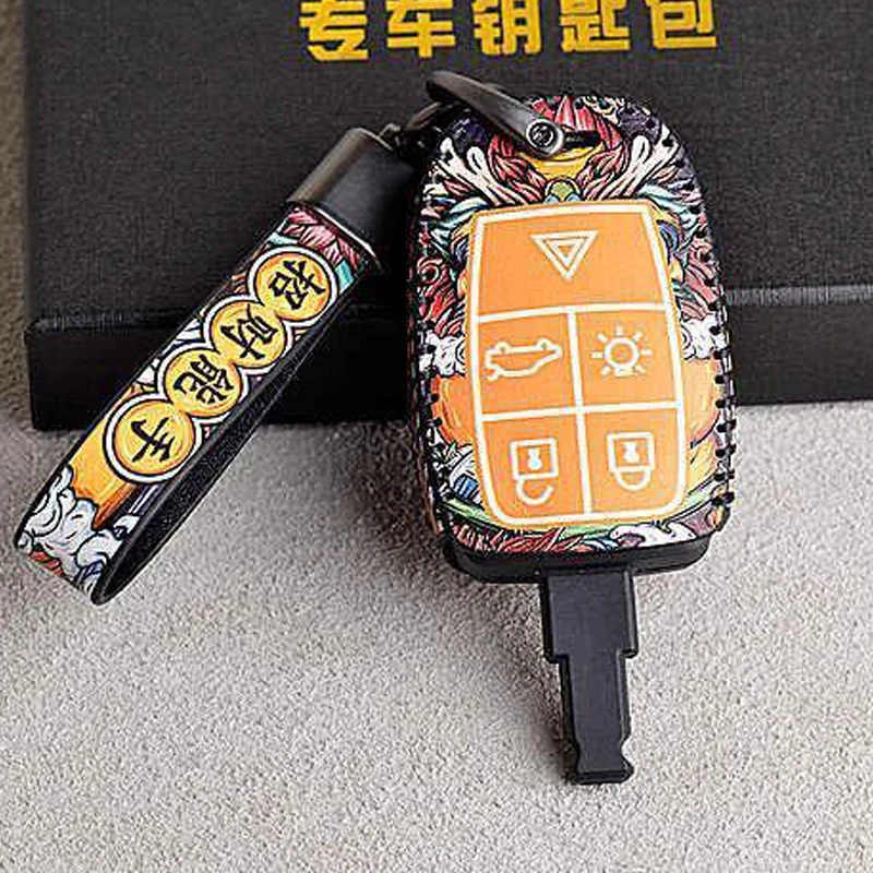 China Style Leather for Volvo S40 C30 C70 Old Key Car Key Case Cover Fob Protect Keychain （Advance Sale）