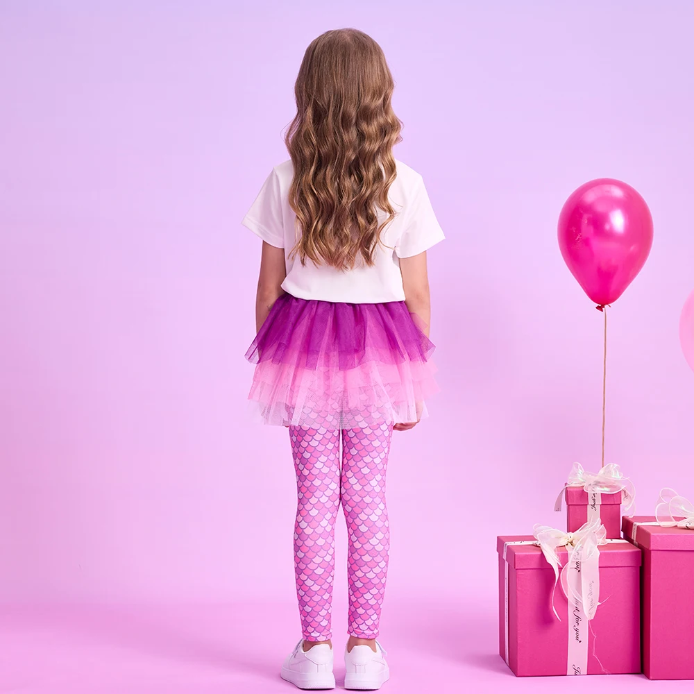 DXTON Girl Leggings With Skirt Four Seasons Children Casual Skirt-pants Patchwork Cake Skirt Girls Trousers 2 Fake Kids Vestidos