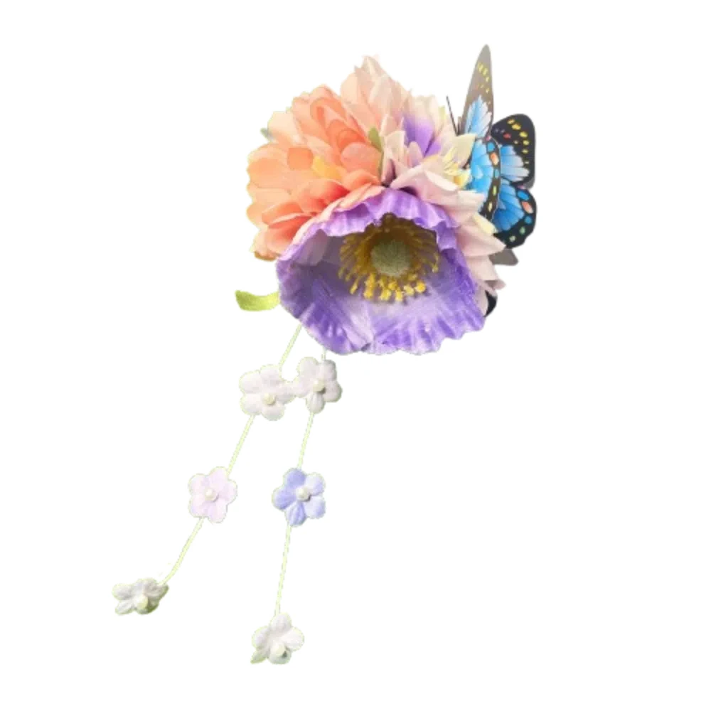 

Sweet Flower Butterfly Side Clip Fringe Chinese Style Tassel Duckbill Clip Ancient Style Hanfu Headwear Barrettes