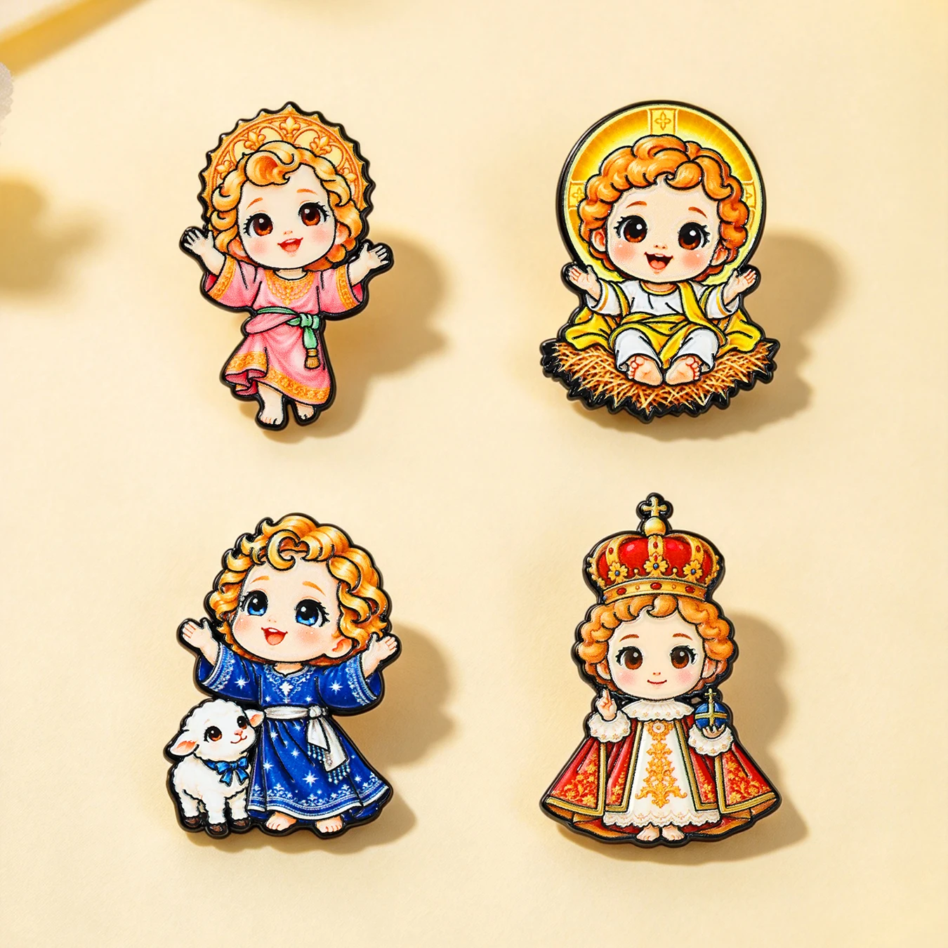 4pcs Cute Cartoon Anime Enamel Pins Set Lapel Brooches Badges Halloween Gift for Backpack Clothes