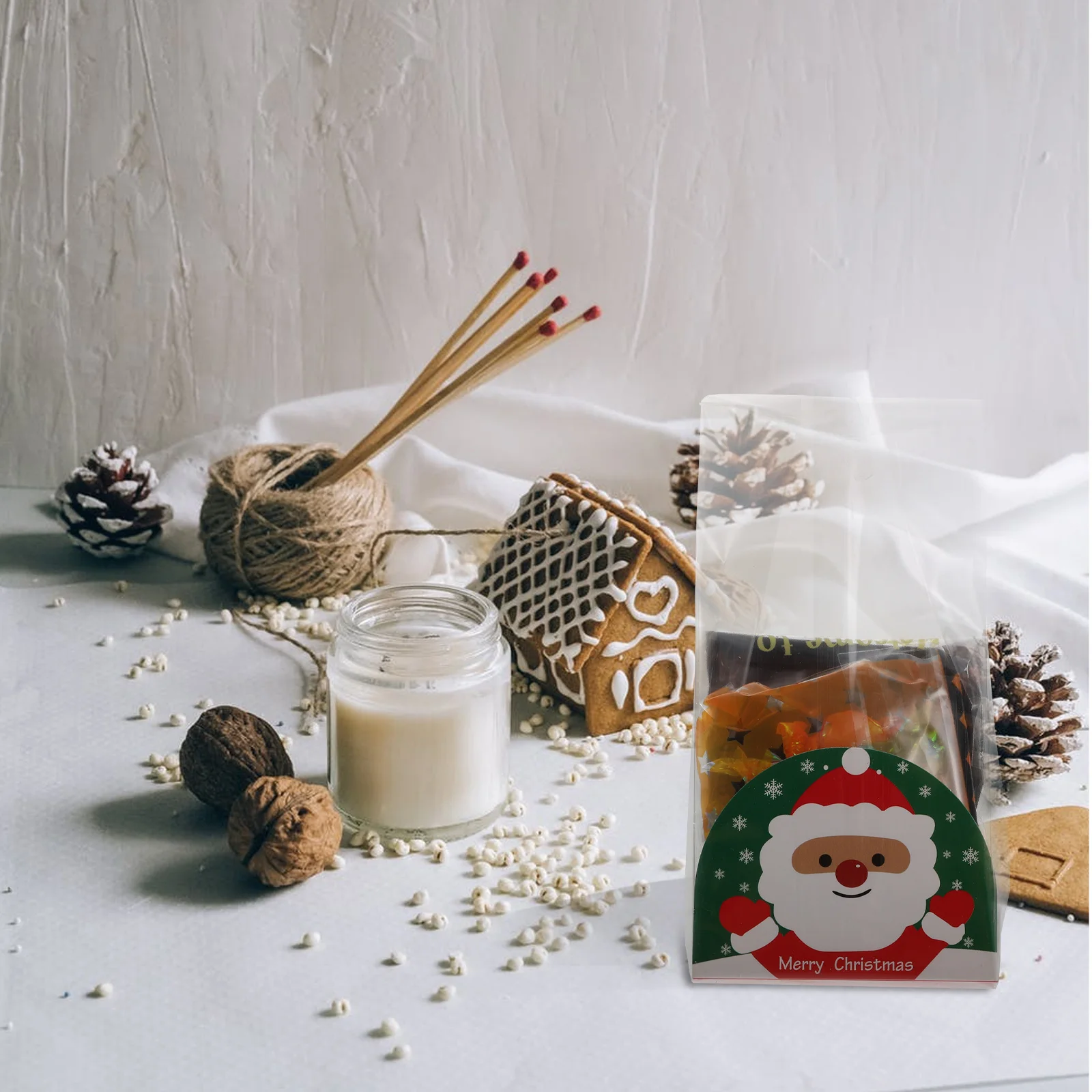 

50 Sets Bread Bag Party Bags Small Christmas Pastry Container Packaging Homemade Xmas Packing