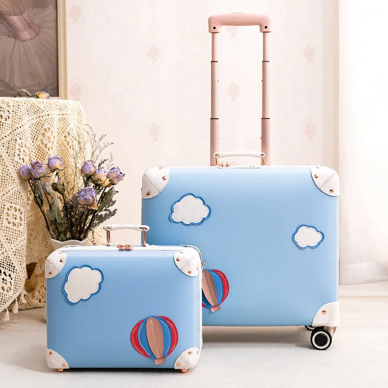 

Vintage Carry-on Luggage Small Camping and Picnics Family Travel Suitcase Set Lightweight 16/18 Inch Rolling Trolley Case Unisex
