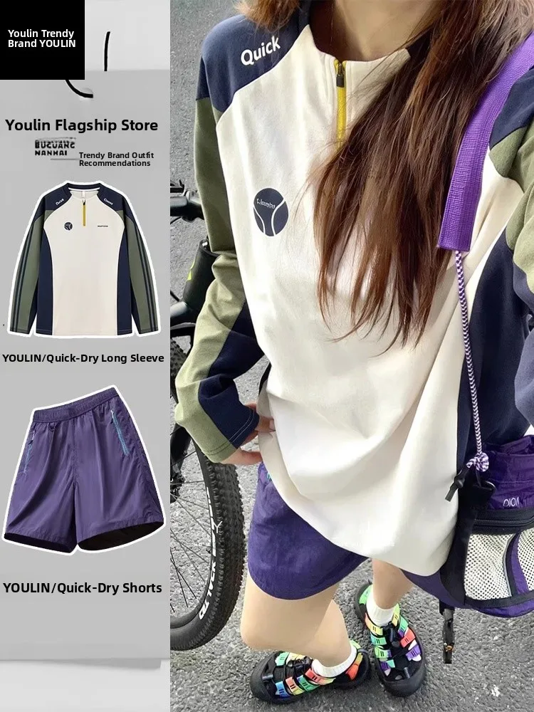 

Women's Fitn Running Tennis Sports Set Spring Summer Qui Dry Sun Protection Long Sve T-irt Badminton Cycling Clothes