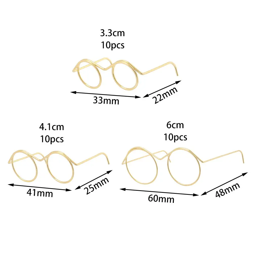 Zabawka dla niemowląt Retro Śliczne złote okrągłe okulary dla lalek bez soczewek