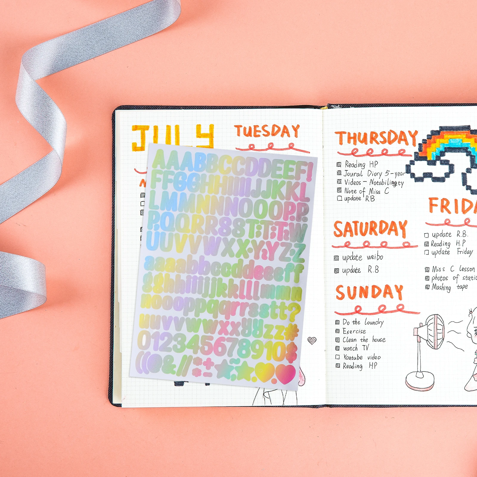 

10Pcs Alphabet Number Vinyl Stickers Gradient Self Adhesive for Scrapbook Planner DIY Craft Decoration Self Adhesive Letters