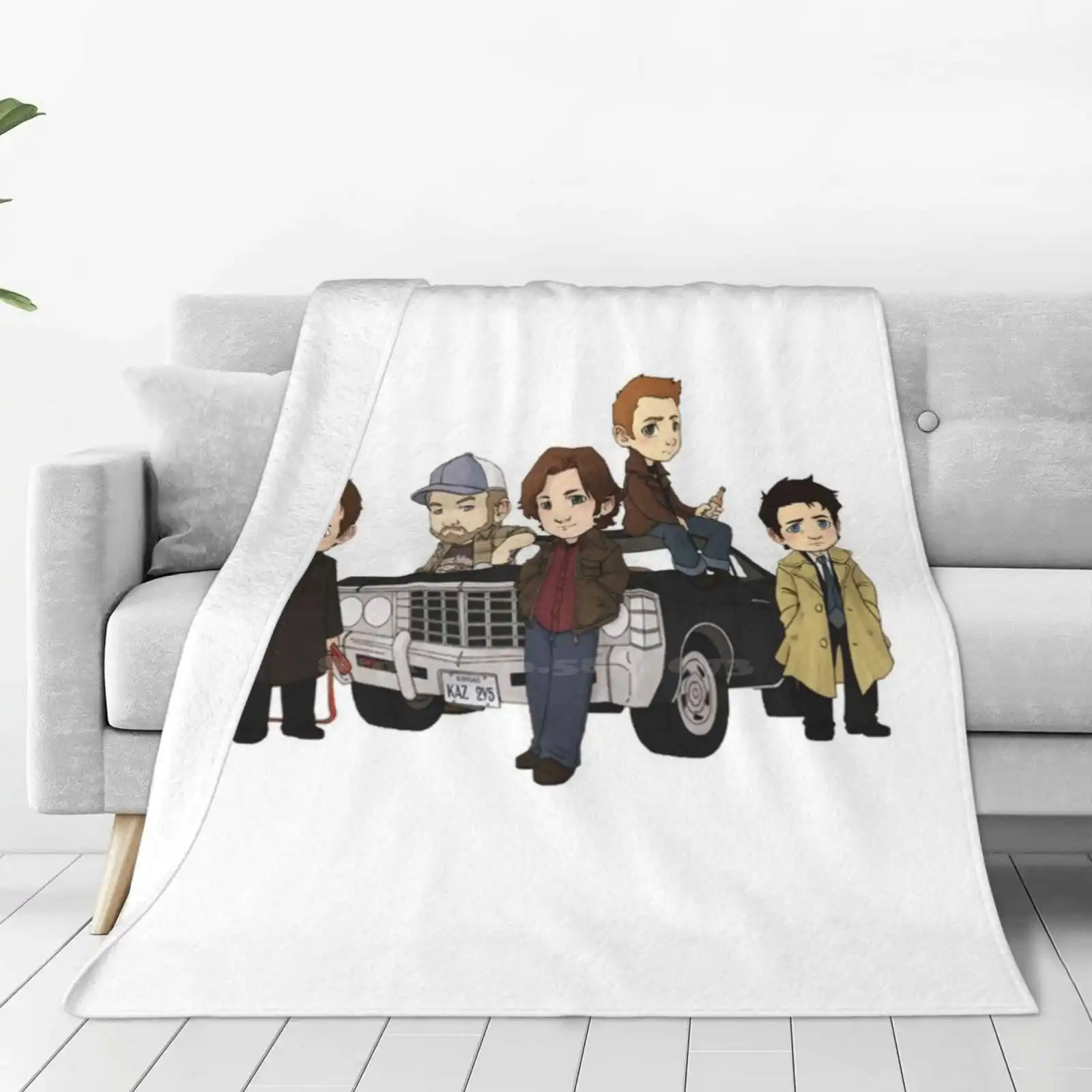 Supernatural Cartoon Design Trend Style Funny Fashion Soft Throw Blanket Super Natural Cute Supernatural Cartoon Winchester Sam