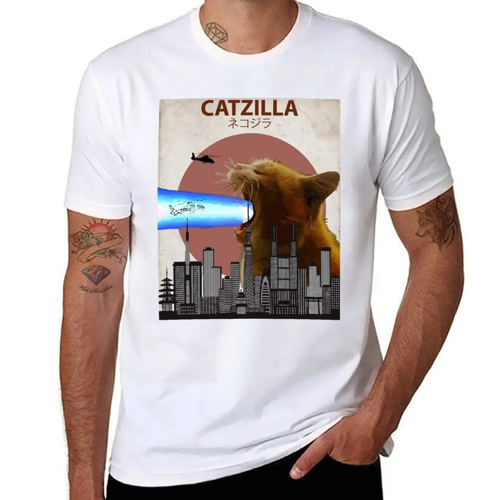 

Catzilla - Giant Cat with Mouth Lasers T-Shirt man t shirts high quality luxury brand t shirts for man graphic tees T-Shirt