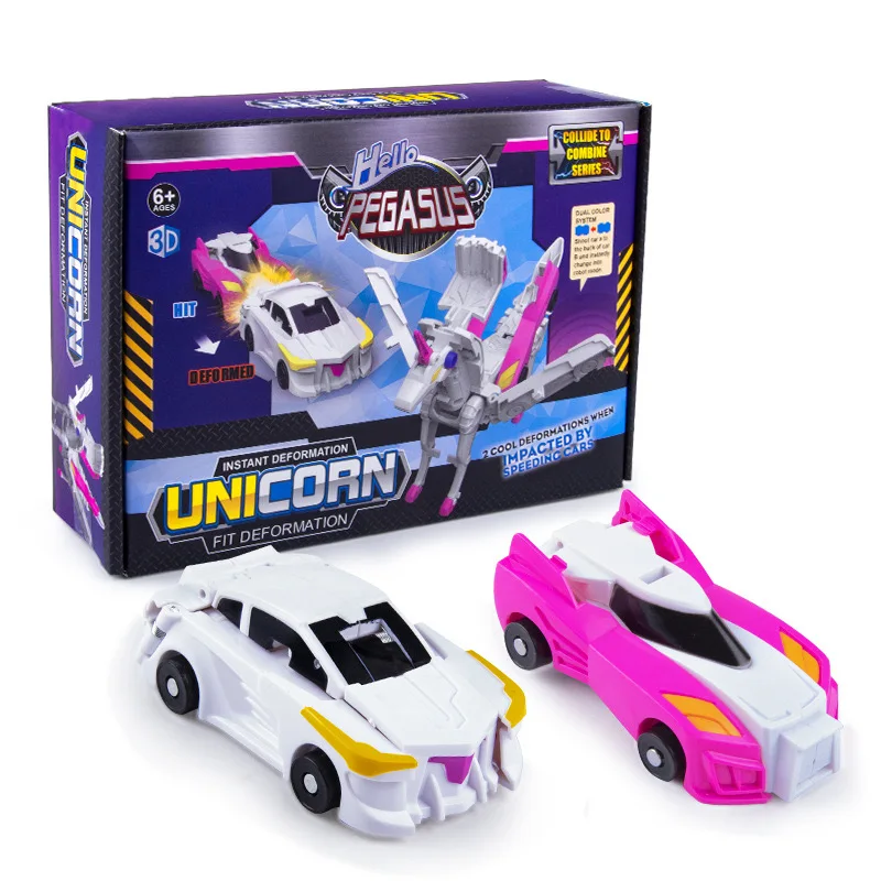 Hot Selling Cool Magnetic Transformed Car Deformation Unicorn Plastic Deform Car Toy For Children Educativos Parent-Child Game