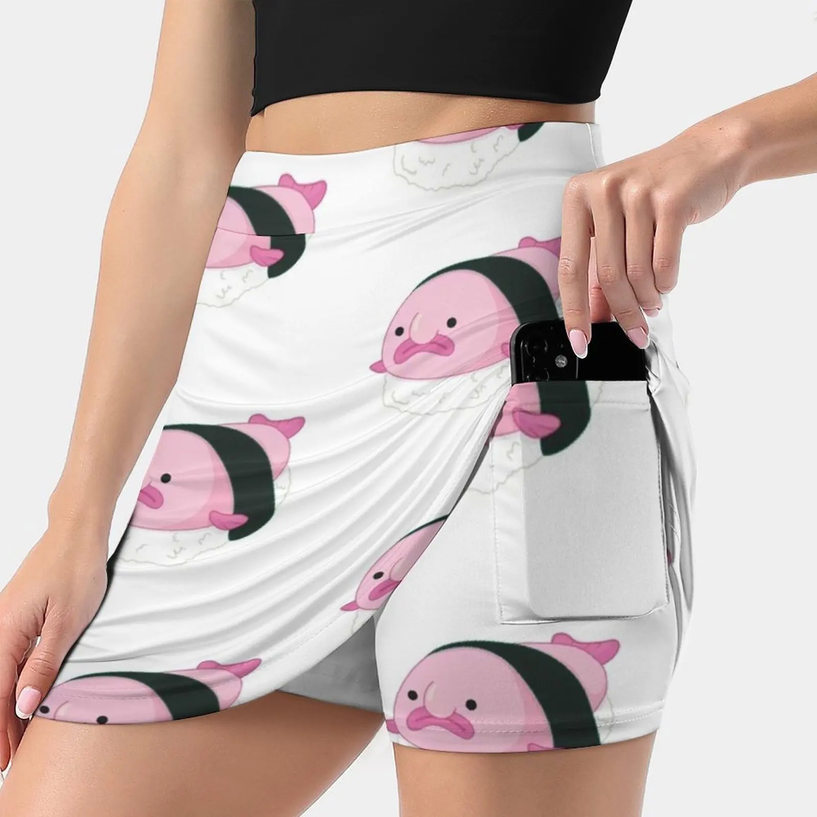 Blobfish Sushi Korean Fashion Skirt Summer Skirts For Women Light Proof Trouser Skirt Blob Fish Blobfish Sushi Food Digistickie