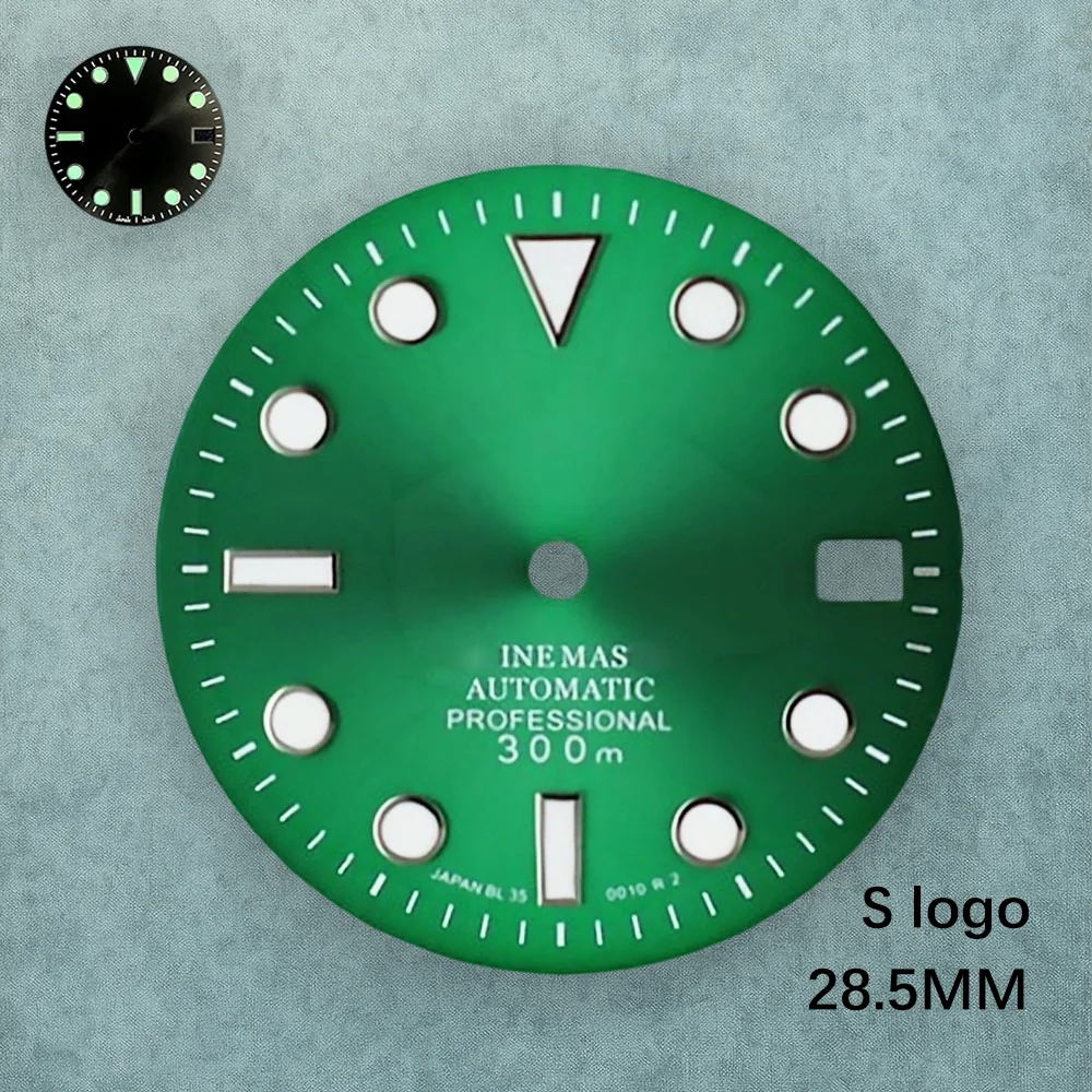 28.5 مللي متر S شعار أمة الله الهاتفي الأخضر مضيئة صالح NH35/NH36 الحركة اليابانية أحدث أنماط ساعة تعديل الملحقات #4