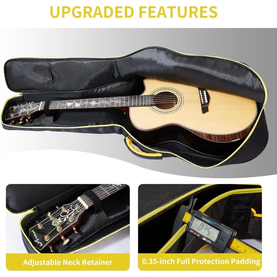 40 41 42 حقيبة جيتار صوتي 600D نسيج نايلون مقاوم للماء 0.35 حافظة جيتار مبطنة سميكة مع 3 جيوب مبطنة جانبية أمامية Ha